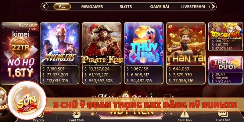 3 chú ý quan trọng khi đăng ký sunwin