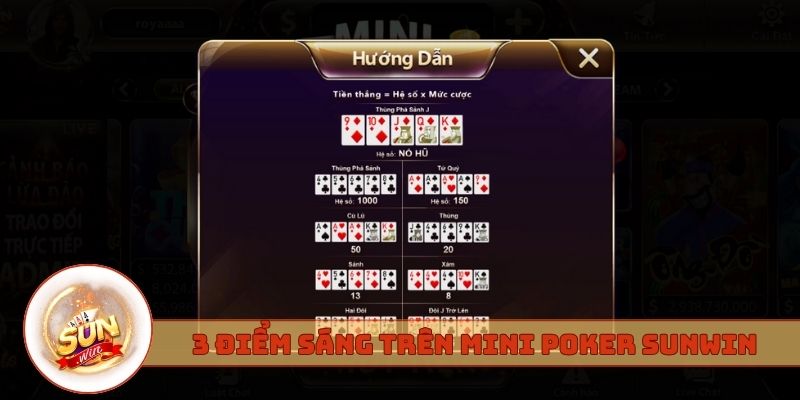 3 điểm sáng trên Mini Poker Sunwin
