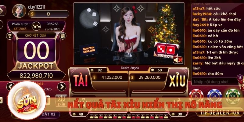 Kết quả tài xỉu hiển thị rõ ràng